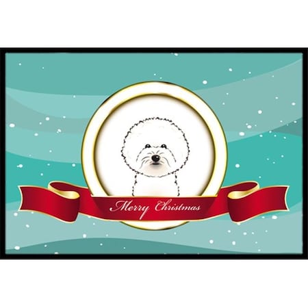 Carolines Treasures Carolines Treasures BB1527MAT Bichon Frise Merry Christmas Indoor & Outdoor Mat; 18 x 27 in. BB1527MAT